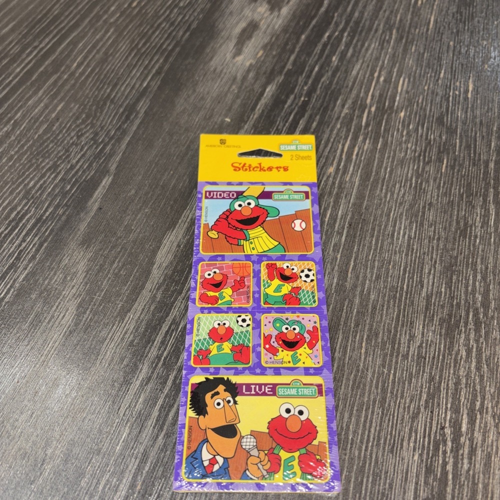 Elmo sticker pack vintage playing sports Guy Smiley 2000 2 sheets Sesame Street‎